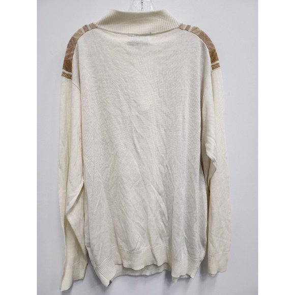 Stacy Adams Mens Sweater Size XL Cream Tan 1/4 Zip Pullover Knit Long Sleeve - Picture 8 of 10